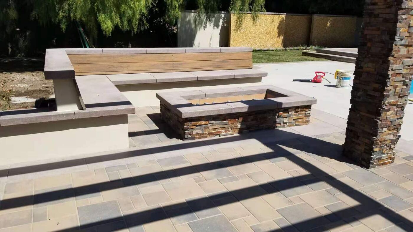 Concrete benches taking shape