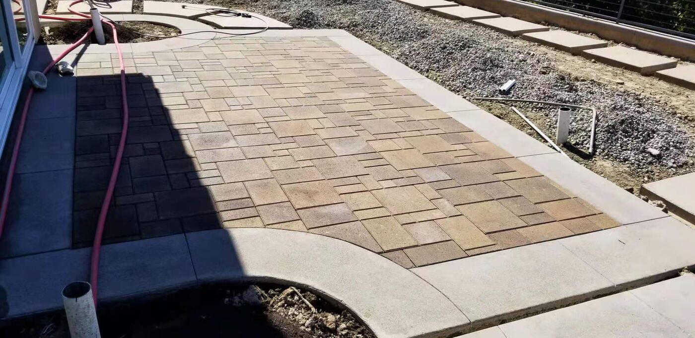 Paver field being laid