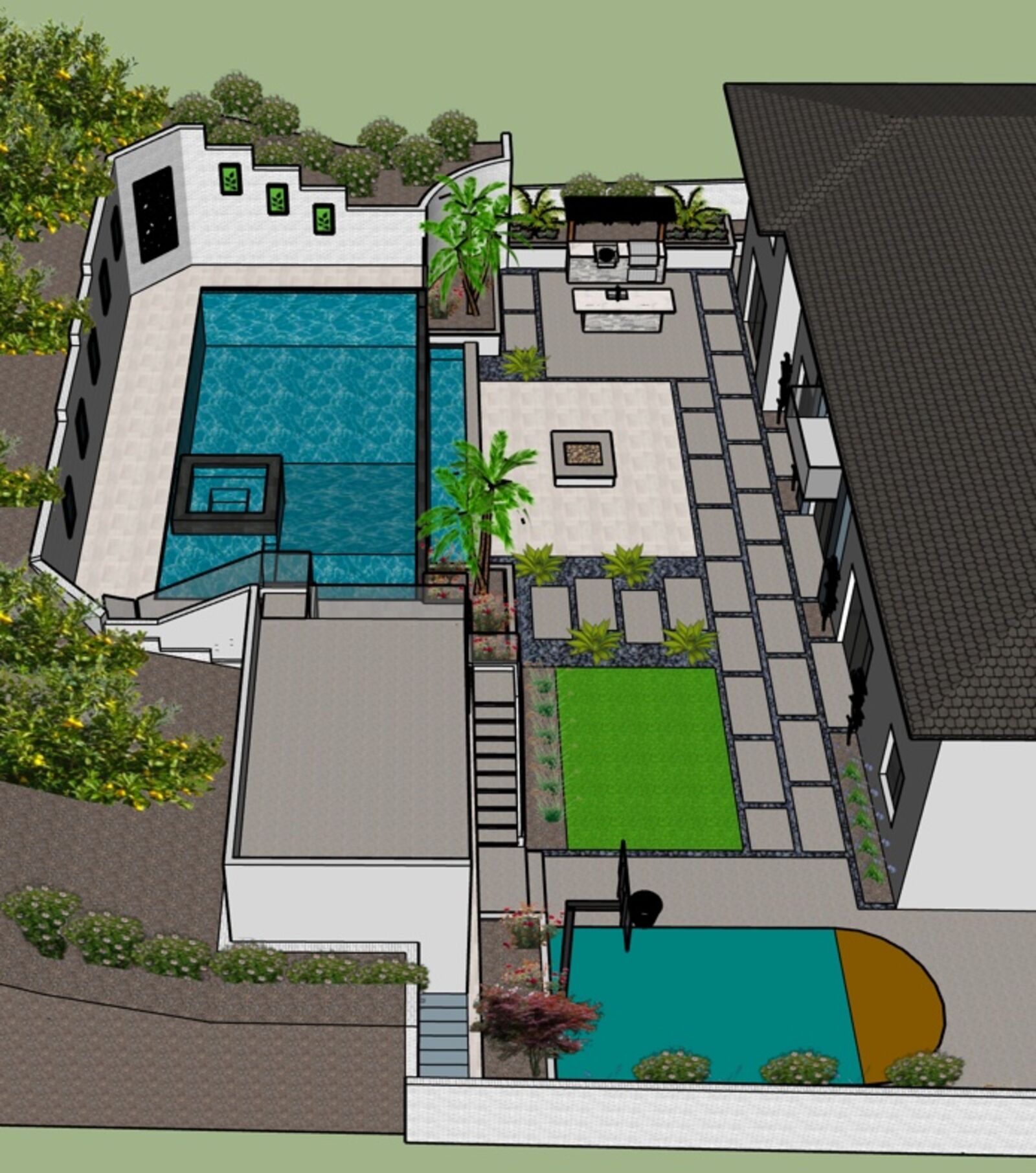 Backyard master plan rendering