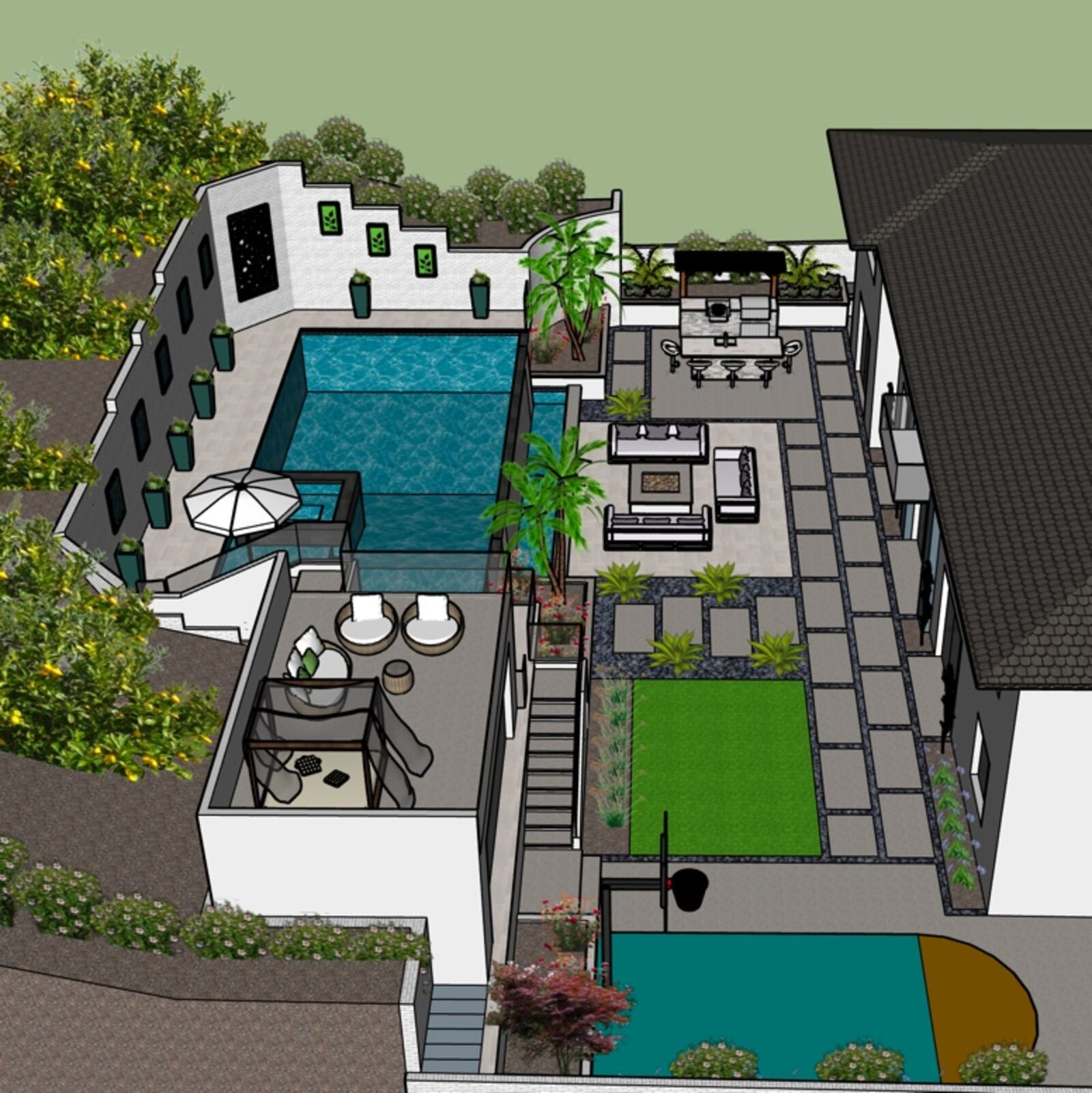 Pool and pergola concept rendering
