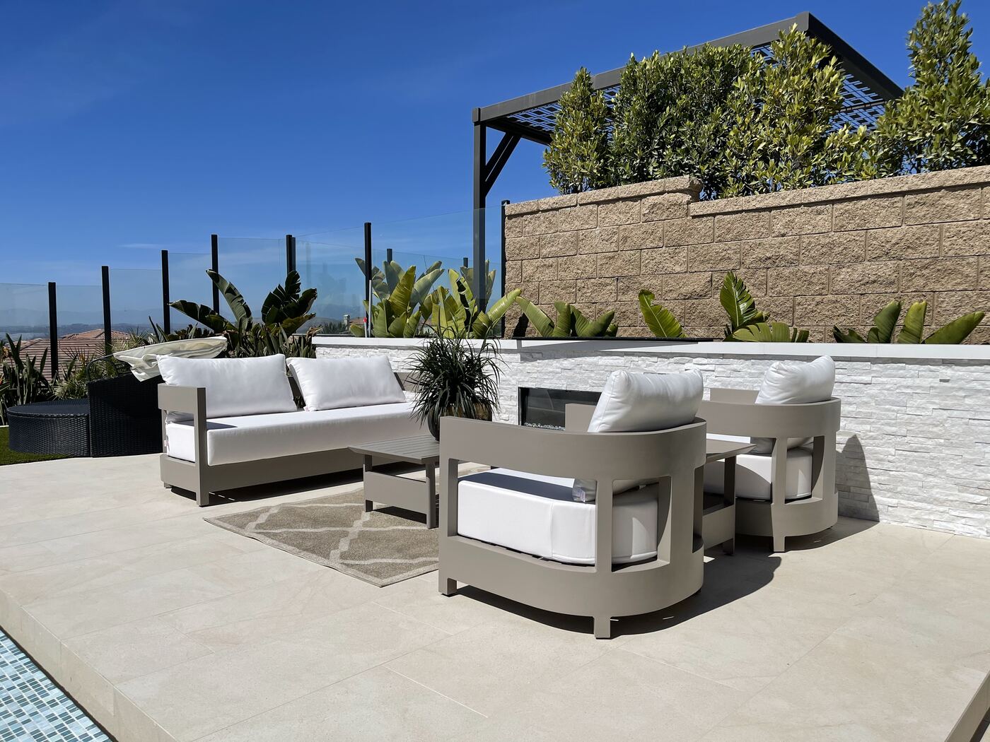 Pergola with white sofa