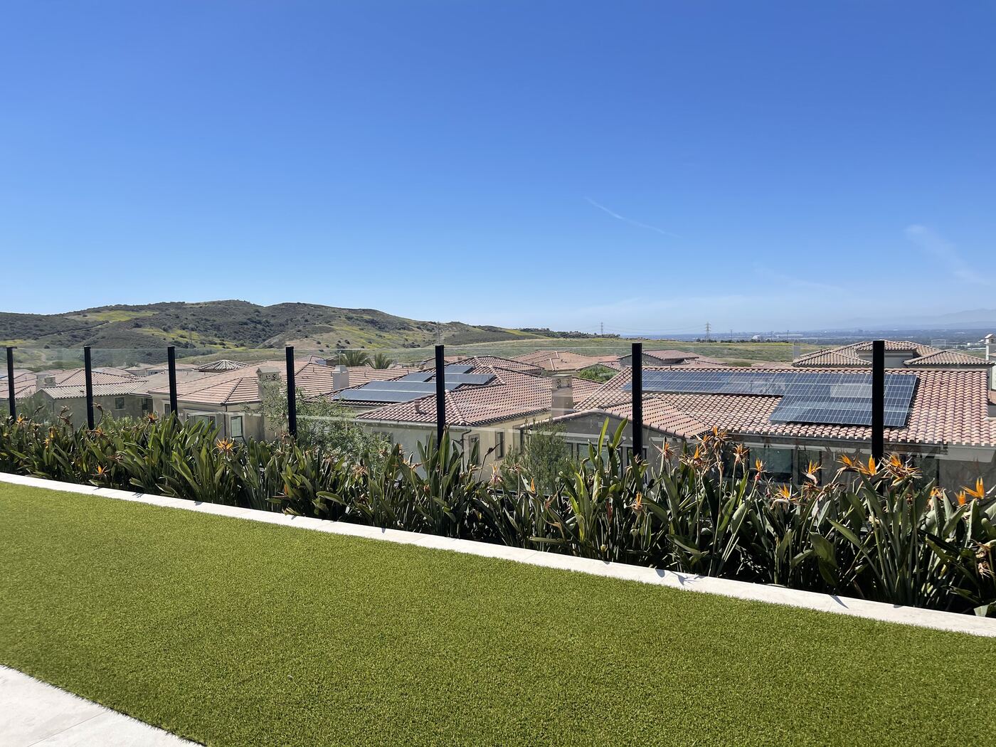 Lawn edging a hillside view