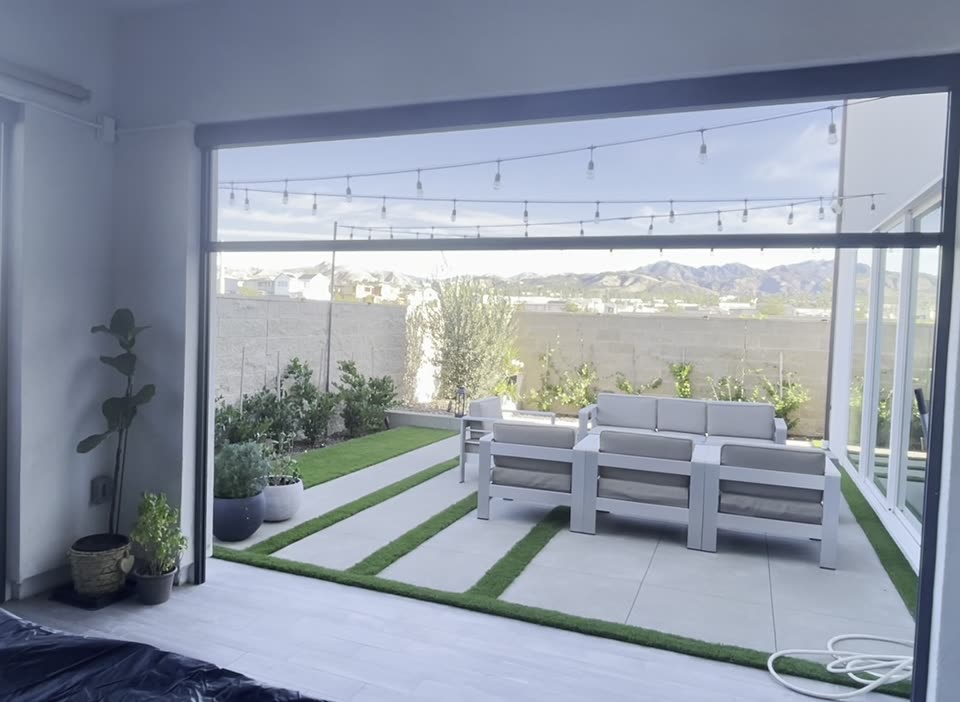 3-D render of a pool and water wall